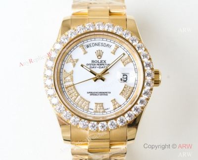 N9 Copy Rolex Day Date II Gold Case White Dial Swiss 2836 Watch